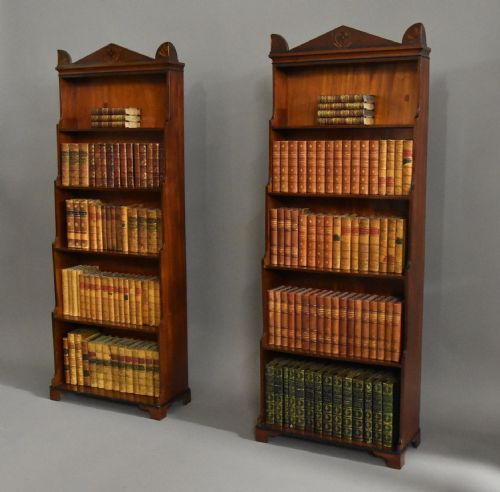 fig 1. Pair of Regency mahogany waterfall bookcases of small proportions