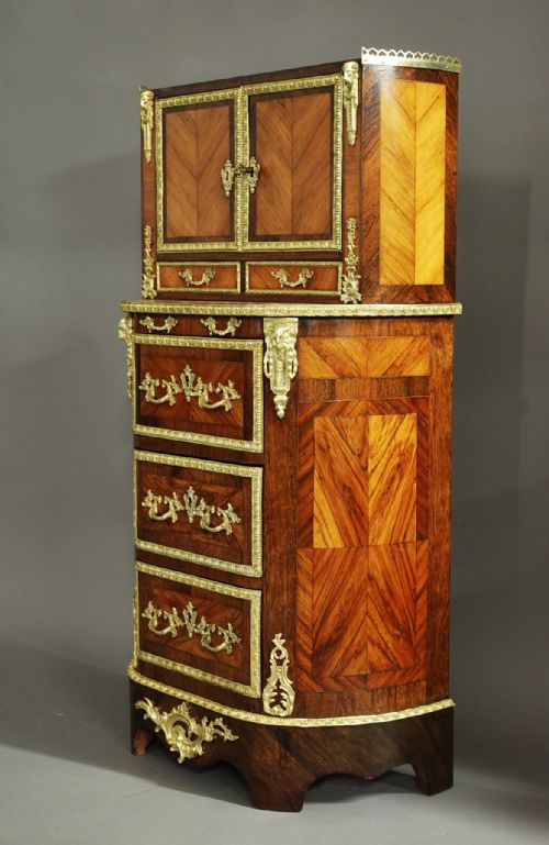 fig 1. Fine quality French 19thc tulip and Kingwood ladies dressing cabinet