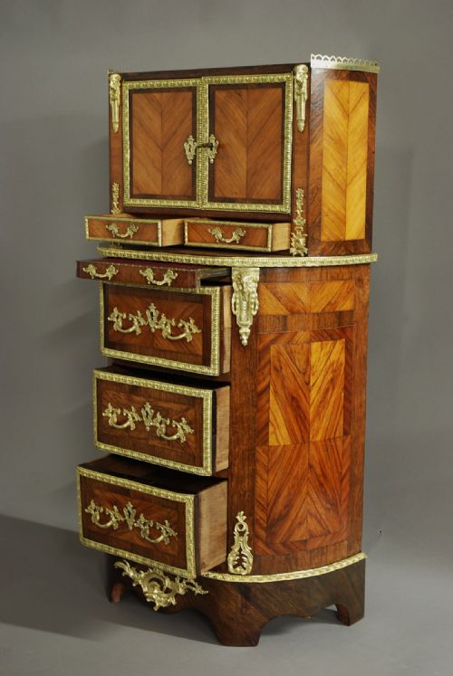 fig 3. Fine quality French 19thc tulip and Kingwood ladies dressing cabinet