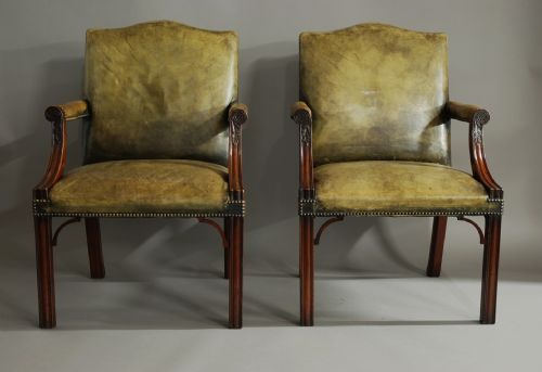 fig 1. Pair of early 20thc mahogany Gainsborough chairs of good quality