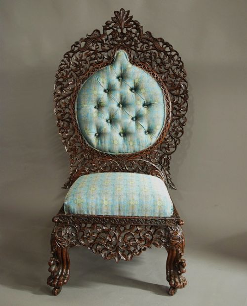 fig 1. Mid 19th century superb quality Anglo Indian carved chair