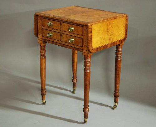 Early 19th Century Burr Oak Work Table of Superb Patina