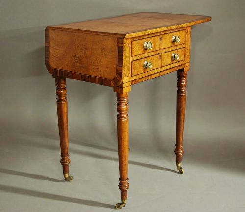 fig 2. Early 19th century burr oak work table of superb patina