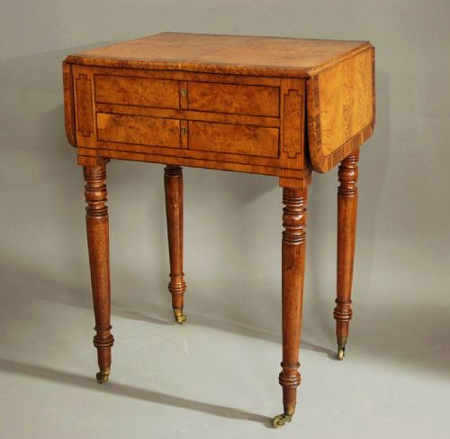 fig 4. Early 19th century burr oak work table of superb patina