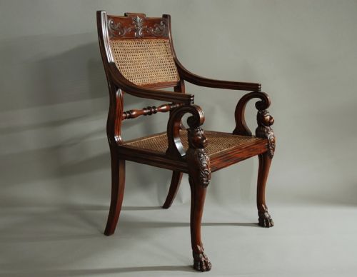 fig 1. Fine quality 19thc mahogany open armchair, possibly Irish