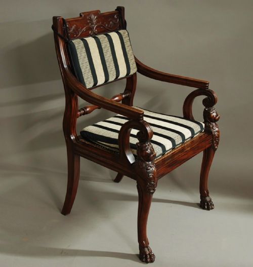 fig 2. Fine quality 19thc mahogany open armchair, possibly Irish