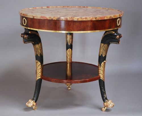 Early 19thc French Empire Mahogany & Marble Gueridon Table