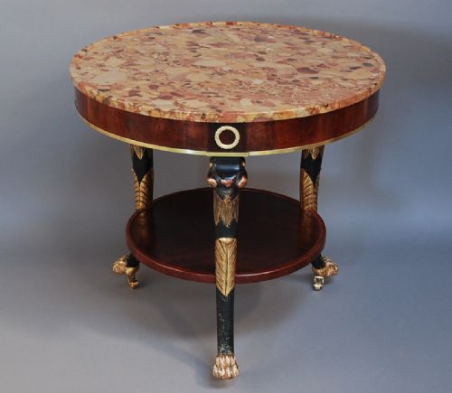 fig 1. Early 19thc French Empire mahogany & marble gueridon table