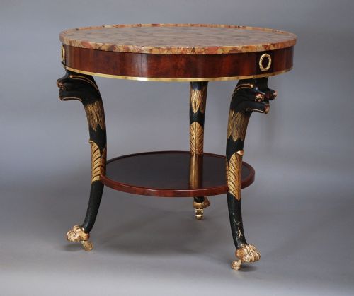 fig 2. Early 19thc French Empire mahogany & marble gueridon table