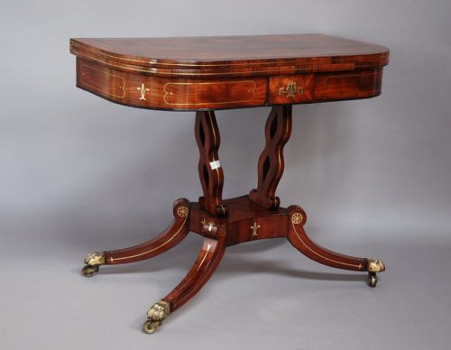 fig 2. 19thc superb quality Regency mahogany & brass card table