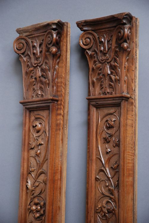 fig 1. Pair of late 19thc Continental carved walnut pilasters