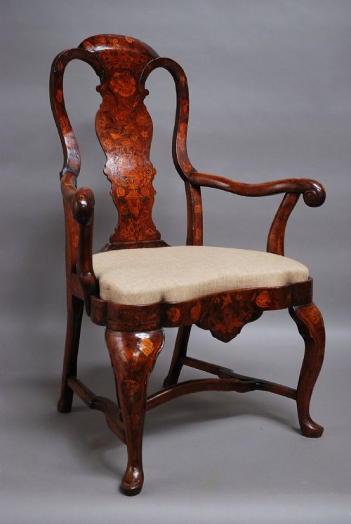 fig 3. A matched set of eight 18th century Dutch marquetry chairs