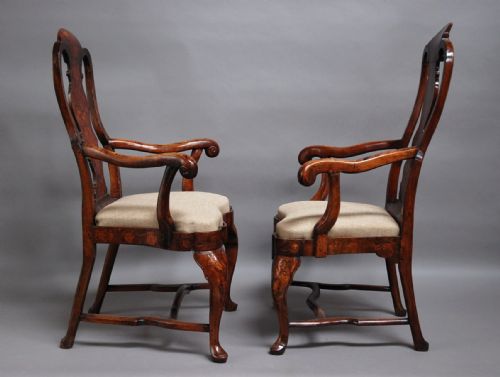 fig 4. A matched set of eight 18th century Dutch marquetry chairs