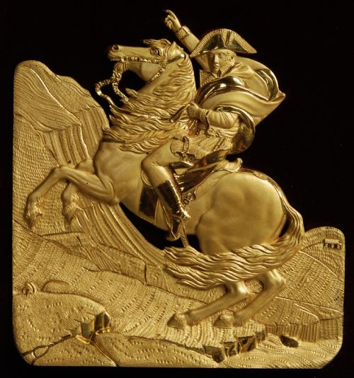 19thc French Ormolu Relief Plaque of Napoleon on Horseback