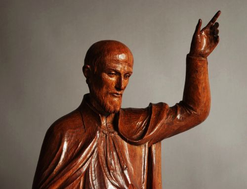 English Finely Carved Oak Wooden Figure of a Saint