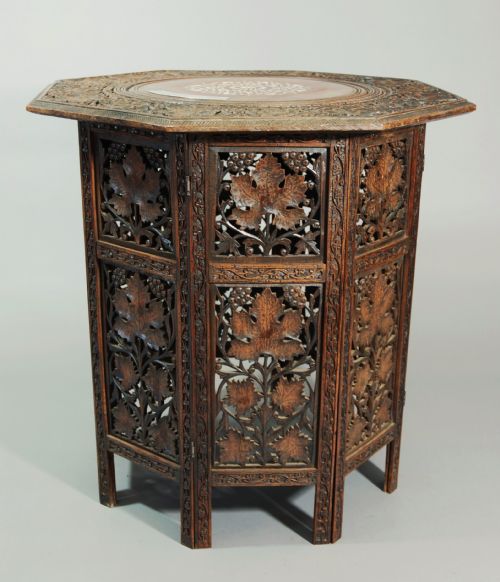 fig 1. Eastern carved and inlaid octagonal folding table