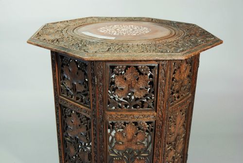 fig 2. Eastern carved and inlaid octagonal folding table