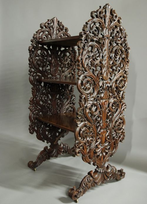 Highly Decorative Mid 19thc Anglo Indian Carved Padouk Buffet