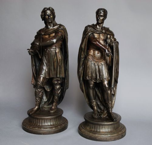 fig 1. Fine quality large pair of late 19thc Classical spelter figures
