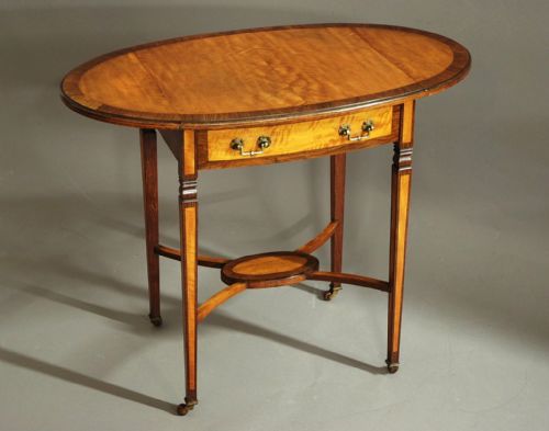 Edwardian Satinwood & Rosewood Oval Pembroke Table