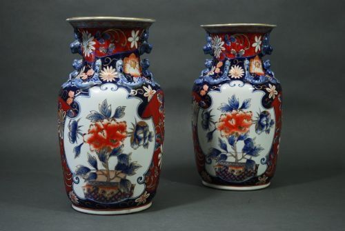 Large Pair of Imari Vases