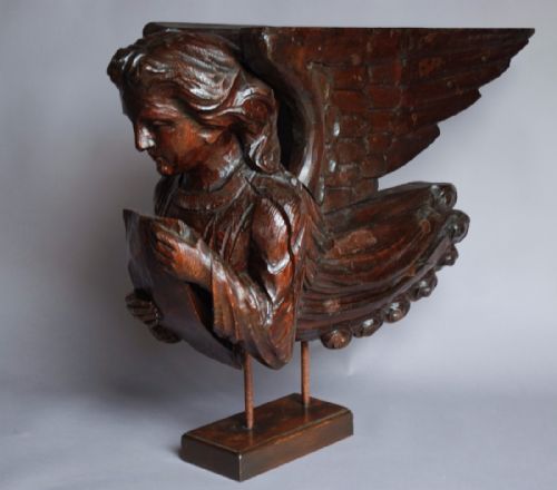 fig 2. Continental highly decorative 17thc & later finely carved pine Angel
