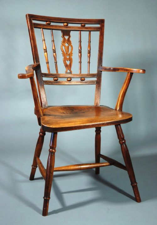 Early 19thc Mendlesham Fruitwood Chair with Elm Seat, of Good Patina