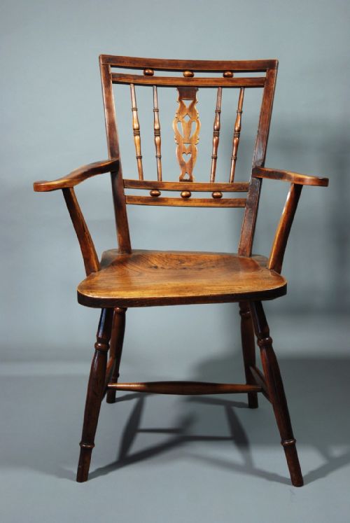 fig 2. Early 19thc Mendlesham fruitwood chair with elm seat, of good patina