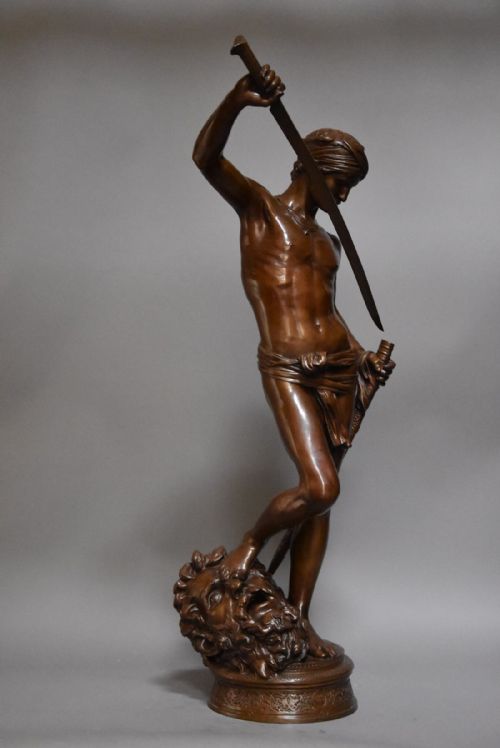 fig 3. Large late 19th century fine quality French bronze 'David Vanqueur'  by Antonin Mercie