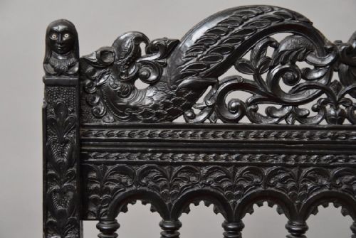 fig 4. Superb quality late 17thc solid ebony carved chair from The Coromandel Coast, India.
