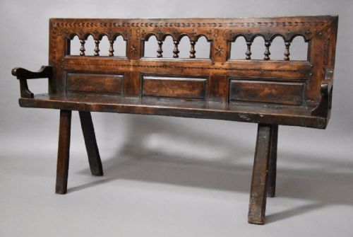 Late 19th Century Breton Walnut & Elm Bench of Superb Patina