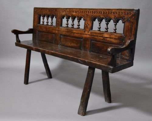 fig 1. Late 19th century Breton walnut & elm bench of superb patina