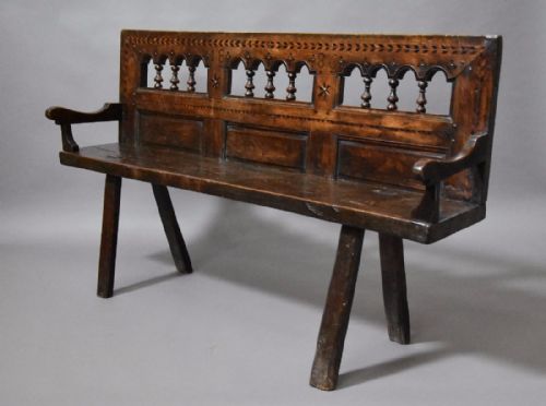 fig 2. Late 19th century Breton walnut & elm bench of superb patina