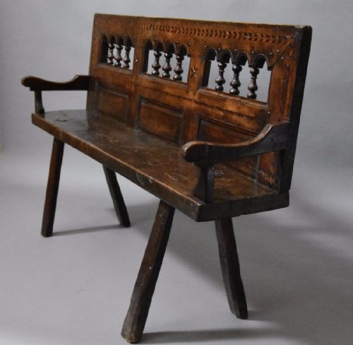 fig 3. Late 19th century Breton walnut & elm bench of superb patina