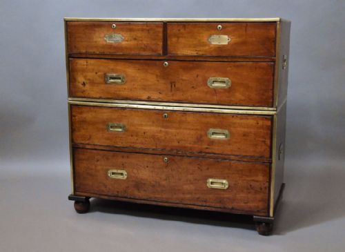 Mid 19th Century Mahogany and Brass Bound Military Chest