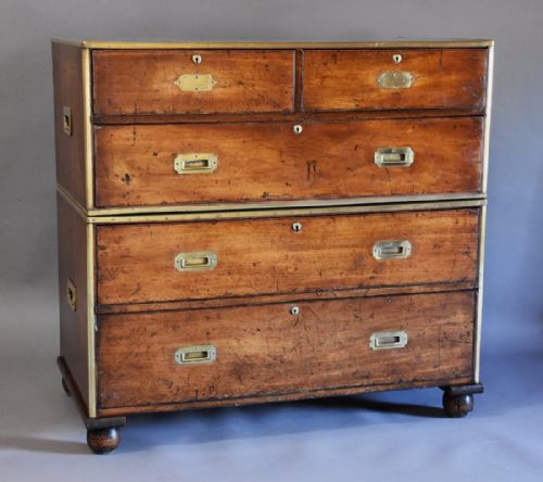 fig 1. Mid 19th century mahogany and brass bound military chest