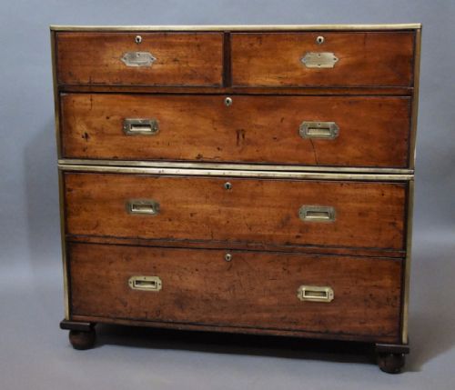 fig 2. Mid 19th century mahogany and brass bound military chest