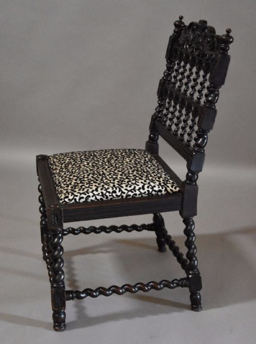 fig 2. English 19th century ebonised chair in the style of a 17thc Anglo Indian chair