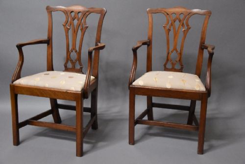 fig 1. Pair of mahogany Chippendale style open armchairs