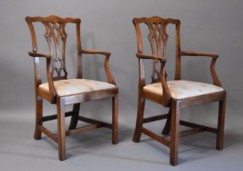 fig 2. Pair of mahogany Chippendale style open armchairs