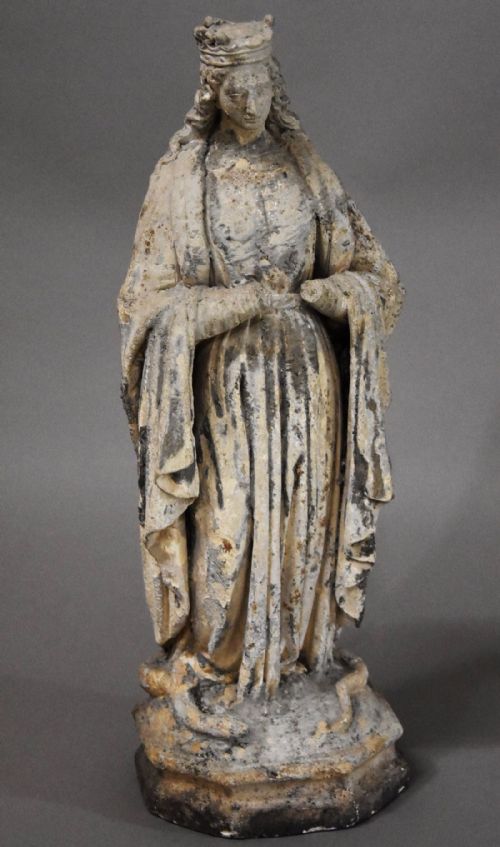 fig 1. French late 17th century limestone niche sculpture of the Virgin Mary
