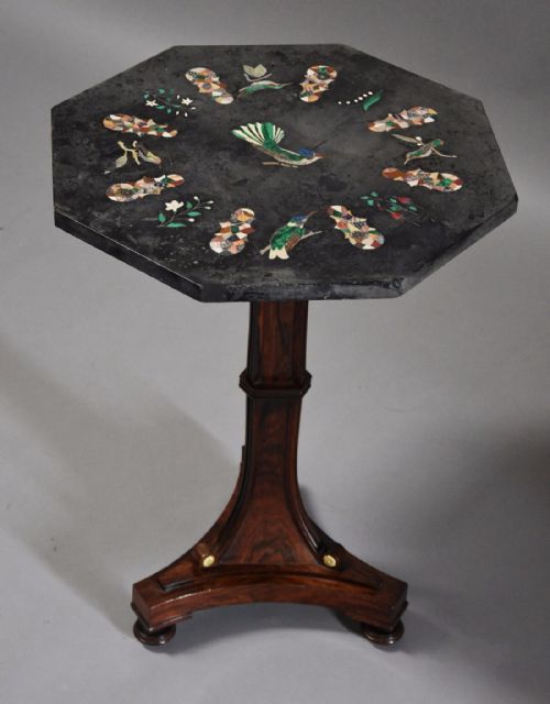Regency Rosewood Occasional Table with Octagonal Pietre Dure Top of Superb Quality