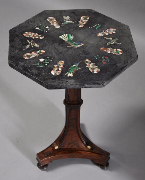 fig 1. Regency rosewood occasional table with octagonal Pietre Dure top of superb quality