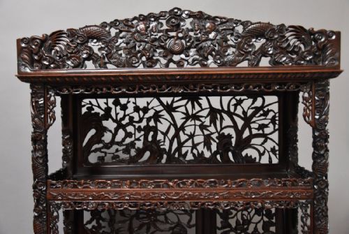 fig 3. Late 19th century Chinese superb quality carved padouk display cabinet