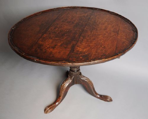 fig 1. Late 18th century oak provincial tripod tilt top table of large proportions and good patina