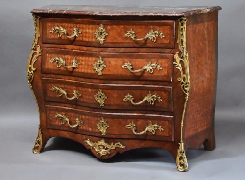 fig 2. 19th century French Kingwood bombe serpentine commode with marble top