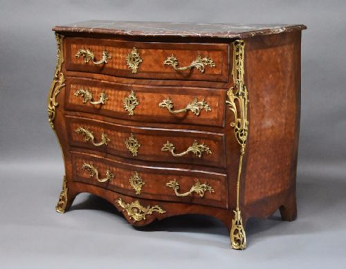 fig 3. 19th century French Kingwood bombe serpentine commode with marble top