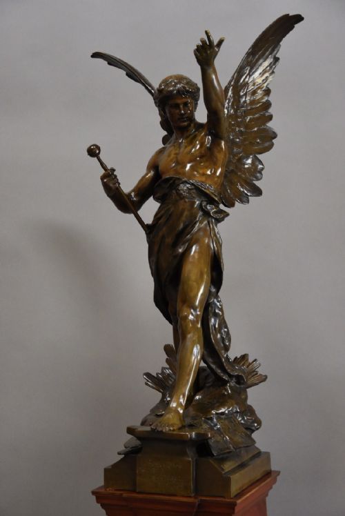 fig 4. Superb quality large 19thc French bronze 'Le Genie du Travail' by Emile Picault 