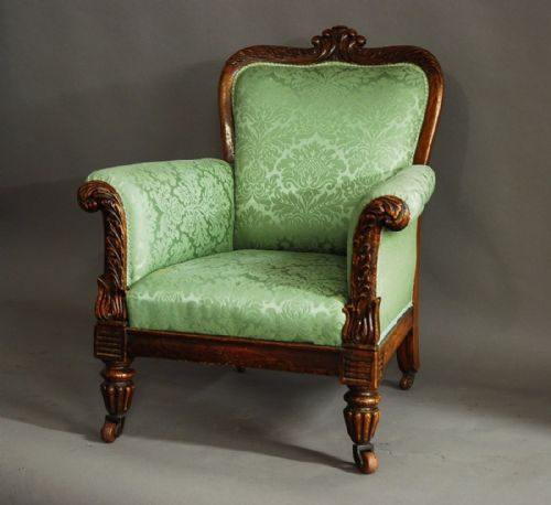William Ivth Simulated Rosewood Upholstered Armchair