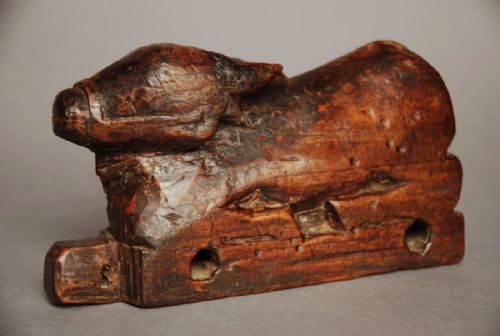 LATE 18THEARLY 19THC FOLK ART WOODEN CHILDS TOY OF A CALF - ADDITIONAL PHOTO 1